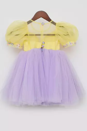 Yellow and Lilac Net Frock