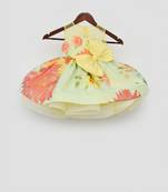 Yellow and Blue Organza Print Dress
