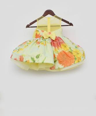 Yellow and Blue Organza Print Dress 2