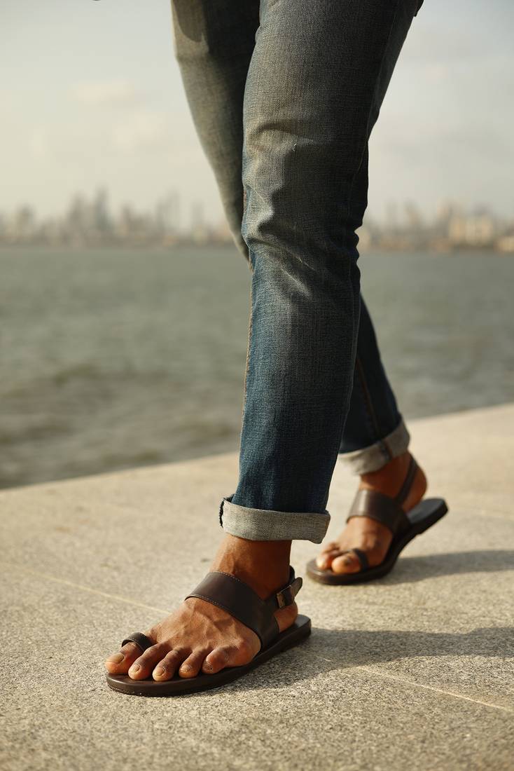 Paaduks Zoo Dark Brown Sandals For Men 