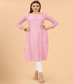 Pink Mirrao Work Cotton Material A-Line Kurti