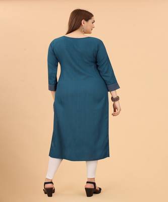 Ferozi flower sequance work muslin A-Line Kurti 5