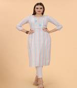 Multi color flower mirror work cotton A-Line Kurti