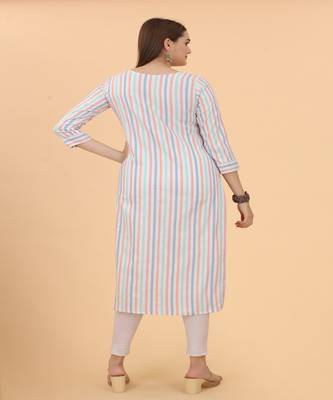 Multi color flower mirror work cotton A-Line Kurti 5