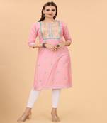 Pink Squance embroidery silk A-Line Kurti