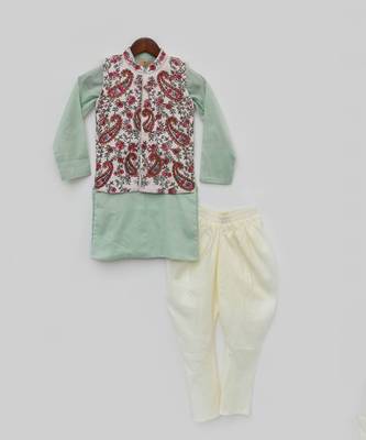Pink Embroidery Jacket and Silk Kurta Chudidar 1