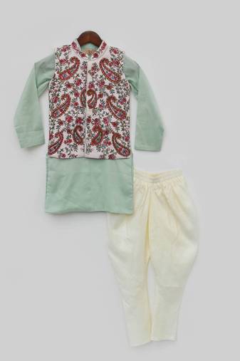 Pink Embroidery Jacket and Silk Kurta Chudidar