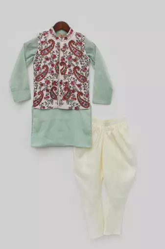 Pink Embroidery Jacket and Silk Kurta Chudidar