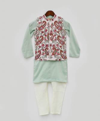 Pink Embroidery Jacket and Silk Kurta Chudidar 2