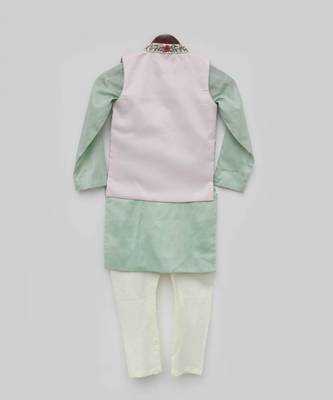 Pink Embroidery Jacket and Silk Kurta Chudidar 3