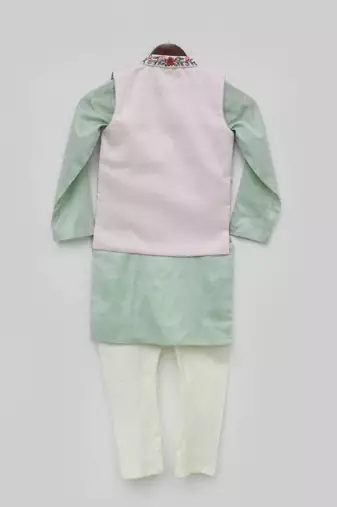 Pink Embroidery Jacket and Silk Kurta Chudidar