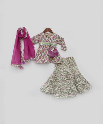 Lilac Floral Print Kurti Sharara 3