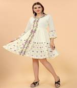 Growish Off White Multi Embroidery Indo Western Style Dress