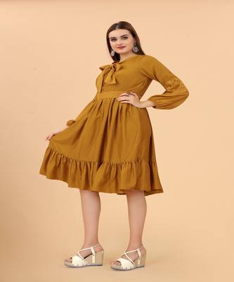 Growish Gold  Viscose Butti Indo Western Style Dress 3