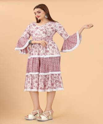 Growish Wine Capsule Foli print Indo Western Style Dress 3