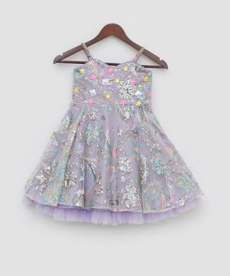 Lilac Sequins Embroidery Dress 1