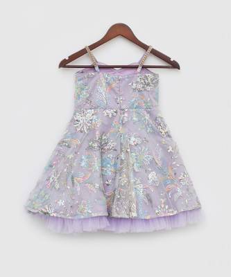 Lilac Sequins Embroidery Dress 2