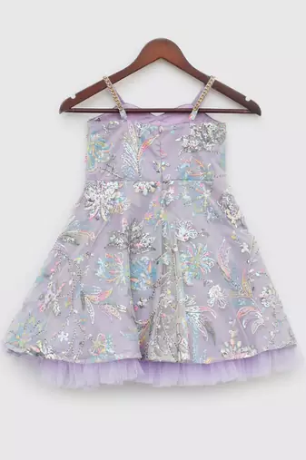 Lilac Sequins Embroidery Dress
