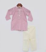 Pink Zig Zag Kurta and Off White Pant