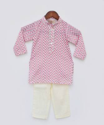 Pink Zig Zag Kurta and Off White Pant 2
