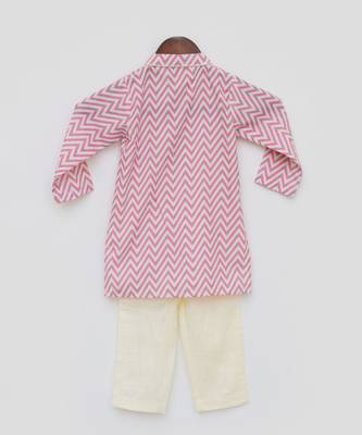 Pink Zig Zag Kurta and Off White Pant 3