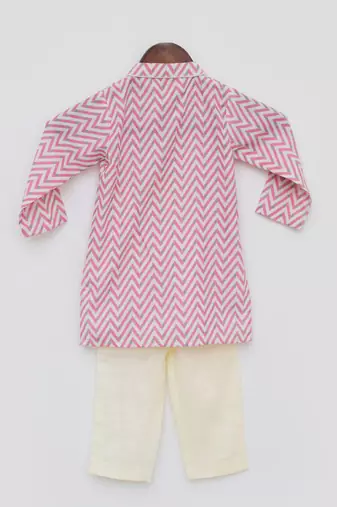 Pink Zig Zag Kurta and Off White Pant