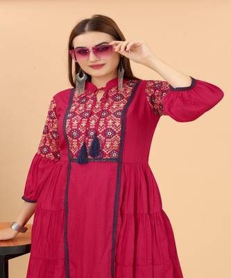 Growish Dark Pink Multi Embroidery Indo Western Style Dress 4