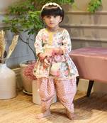 Pink Floral Print Peplum and Dhoti