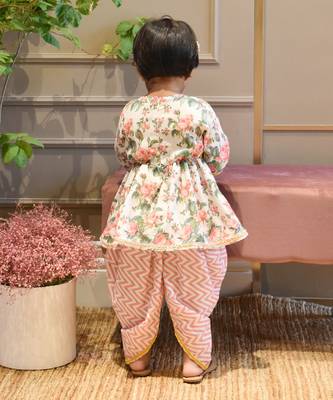 Pink Floral Print Peplum and Dhoti 2