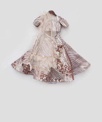 Peach Sequins Embroidery Lehenga Choli 4