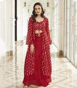 Koti Salwar Suit Georgette Red