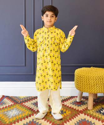 Yellow Print Kurta and Pant 1