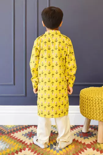 Yellow Print Kurta and Pant