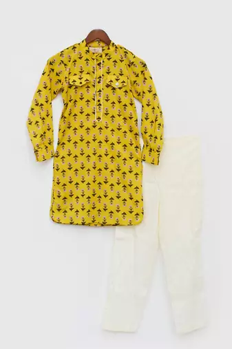 Yellow Print Kurta and Pant