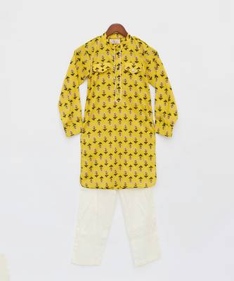 Yellow Print Kurta and Pant 4