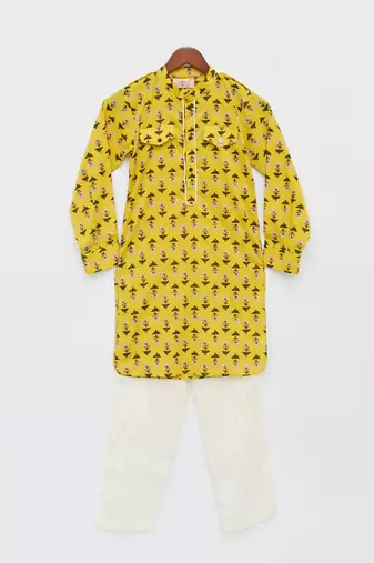 Yellow Print Kurta and Pant