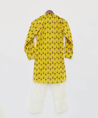 Yellow Print Kurta and Pant 5