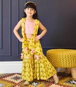 Yellow Print Top and Sharara Set