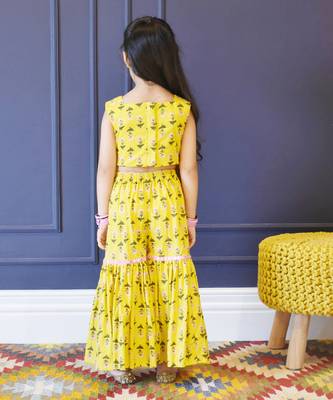 Yellow Print Top and Sharara Set 2