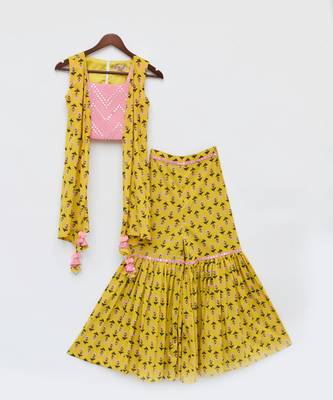 Yellow Print Top and Sharara Set 3
