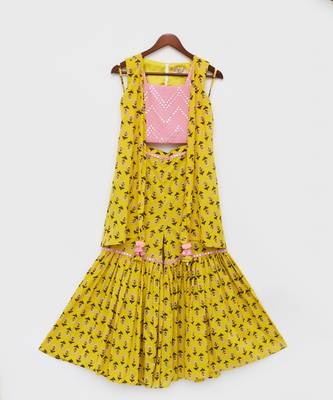 Yellow Print Top and Sharara Set 4