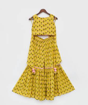 Yellow Print Top and Sharara Set 5
