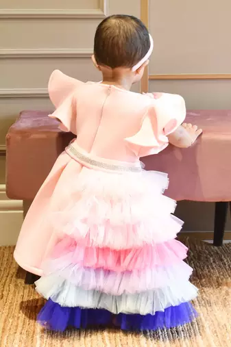 Pink Lycra Dress and Net Frills Trail