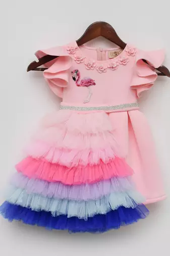 Pink Lycra Dress and Net Frills Trail