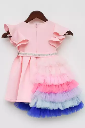 Pink Lycra Dress and Net Frills Trail