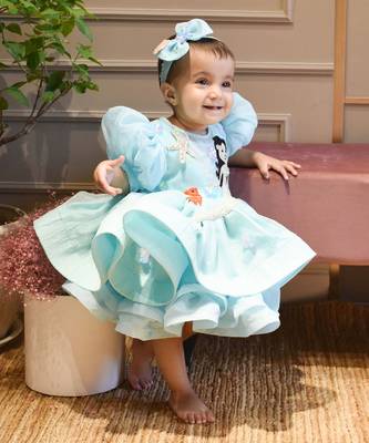 Aqua Blue Organza Frock 1