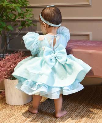 Aqua Blue Organza Frock 2