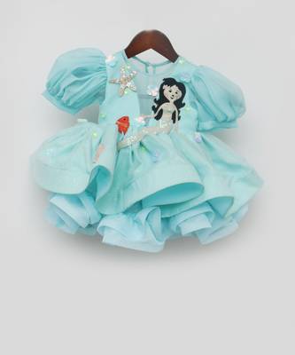 Aqua Blue Organza Frock 3