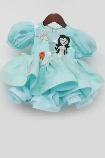 Aqua Blue Organza Frock