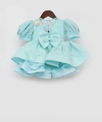 Aqua Blue Organza Frock 4